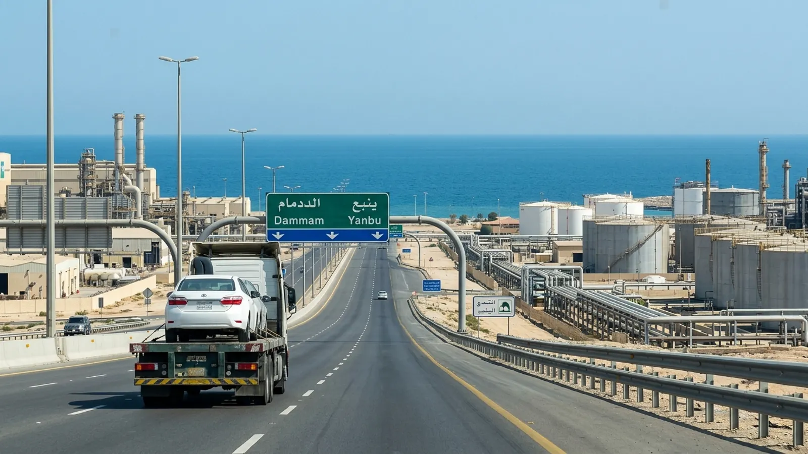 نقل سيارة من الدمام إلى ينبع