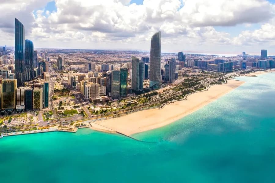 Abu Dhabi Corniche beach and skyline