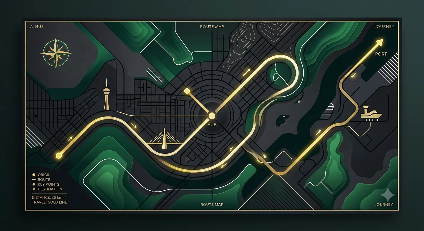 Map route from Riyadh to Doha, Qatar